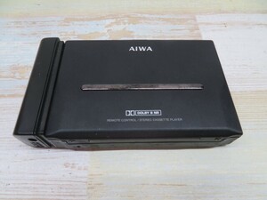 ★Aiwa HS-PL55 カセットプレーヤー ブラック アイワ 電池/電池ケース付き ジャンク USED 95395★！！