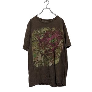 MOSSY OAK 半袖 プリントTシャツ XL レディース ブラウン リアルツリー バックプリント クルーネック 古着卸 アメリカ仕入 a607-5994