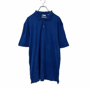 Calvin Klein 半袖 ポロシャツ Lサイズ カルバンクライン ワンポイント 青 ブルー 古着卸 アメリカ仕入 a507-6529