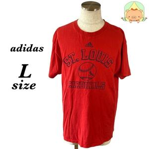 K0366S　アディダス adidas【L】Tシャツ　USA　アニマル系　ビッグロゴ　レッド