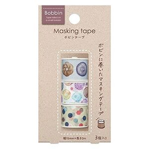 KOKUYO　Masking tape Bobbin ボビンテープ　ボビンに巻いたマスキングテープ　３個入り　ボタン＆ビーズ