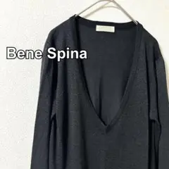 【Bene Spina】Vネック ラメ入りロングニット ブラック