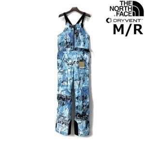 1円～!売切!【正規新品】THE NORTH FACE◆PRINTED DRAGLINE BIBS ビブ パンツ US限定 撥水 登山 アウトドア スキー(M/R)青 総柄 190110-168