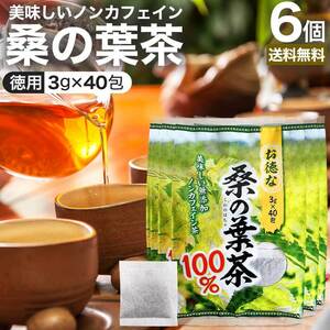 桑の葉茶 ティーパック 桑葉 くわの葉 くわ茶 桑茶 ダイエット ノンカフェイン 3g*40包*6個セット 送料無料 宅配便