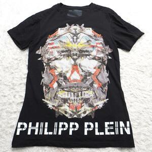 イタリア製 フィリッププレイン PHILIPP PLEIN Tシャツ ラインストーン スカル 黒 ブラック メンズ 