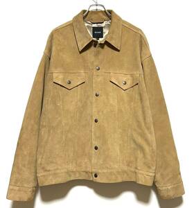 BEAMS レザー トラッカー ジャケット（L）ベージュ ビームス 3rdタイプ オーバーサイズ ボックスシルエット ゴートスキン 山羊革