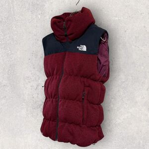 ノースフェイス　700フィル　ダウンベスト　レディースM ヌプシ　ダークレッド THE NORTH FACE