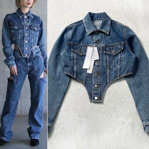 新品タグ付き ジョンローレンスサリバン Washed denim cutting jacket ウォッシュドデニムカッティングジャケット インディゴ S 新作 現行