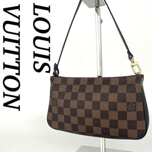 美品　Louis Vuitton　ルイヴィトン　ダミエ　ナヴォナ　アクセサリーポーチ　FL8023　ミニハンドバッグ　ブラウン