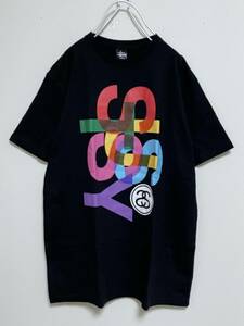 送料230円〜 STUSSY/ステューシー マルチカラーロゴ　プリント　Tシャツ/カットソー size L 