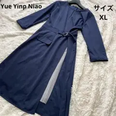 Yue Yinp Niao プリーツドッキングロングワンピース