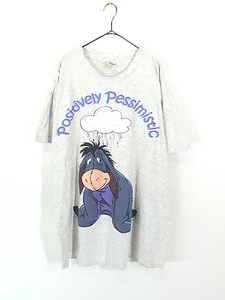 レディース 古着 90s USA製 Disney Pooh イーヨー 「Positively Pessimistic」 Tシャツ ワンピース ミニ丈 XL位 古着