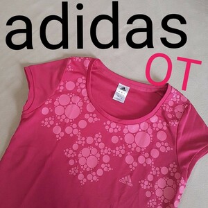 【超美品】adidas アディダス　レディースOT　ジョギング　マラソン　ランニング スポーツジム　ヨガ ピラティス 半袖 Tシャツ 濃いピンク