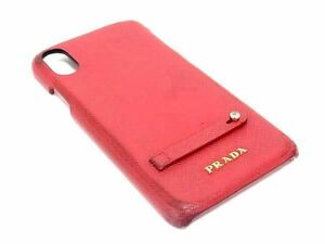 PRADA プラダ サフィアーノレザー iPhone X/XS 対応 スマホケース アイフォンケース レッド系 DE9382