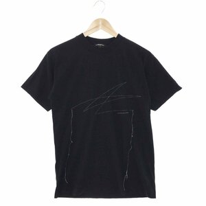 ●美品 コスチュームナショナルオム CoSTUME NATIONAL HOMME フロント刺繍 半袖Tシャツ メンズ44 ブラック 60XM109 1AA/91917