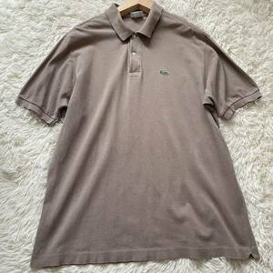 美品 6(XL) ラコステ ポロシャツ ベージュ 半袖 ワニ LACOSTE 鹿子 ゴルフウェア