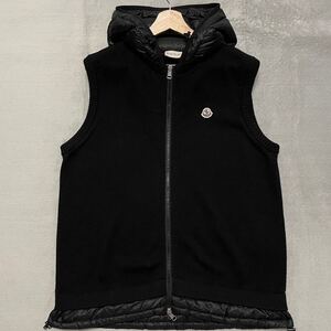 M相当★MONCLER MAGLIA GILET モンクレール マグリア ニット ベスト ジレ ダウンジャケット 切替 ダブルジップ パーカー メンズ 黒