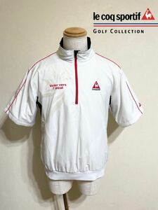 le coq sportif golf ルコック ゴルフ ウェア ハーフジップ ウインド 中わた ジャケット トップス サイズM 半袖 白黒赤 QG6629 デサント