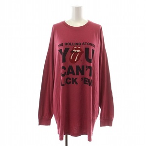 ヒステリックス THE ROLLING STONES RS/VOO DOO LOUNGE TOUR ビッグTシャツ カットソー ロンT 長袖 クルーネック F ピンク 黒 赤