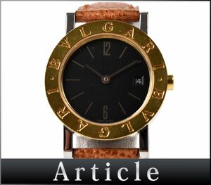 177899◆動作確認済 BVLGARI ブルガリ ブルガリブルガリ 腕時計 クォーツ BB26SGLD デイト 2針 K18YG ゴールド レザー レディース/ D