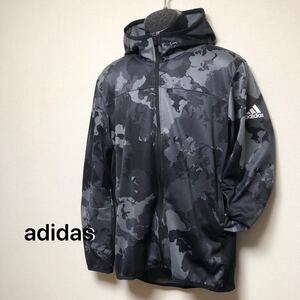 adidas /アディダス /メンズ2XL 長袖 ジャケット パーカー 総柄 カモフラ 裏起毛 ロゴプリント カジュアル スポーツウェア