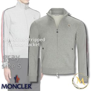 定価12万円！！【新品未使用タグ付き・本物保証】MONCLER Stripped Maglia Tricot Cardiganトラックジャージ 上着 Sサイズ グレー色