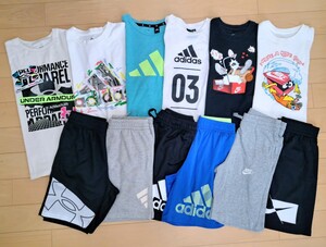 【NIKE】【adidas】【UNDER ARMOR】Tシャツ & ハーフパンツ セット size150　トレーニングTシャツ　合宿　自然学校　キャンプ ハーフパンツ