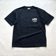 Tシャツ バックプリント 黒T半袖  胸 ポケット ヤシの木