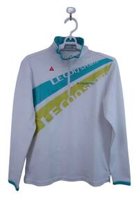 【感謝セール】le coq sportif(ルコックスポルティフ) ハーフジップシャツ 白緑黄色 レディース M ゴルフウェア 2303-0283 中古