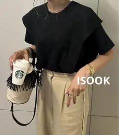 ISOOK(アイスー)／黒   Tシャツ