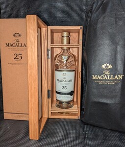 【美品】 マッカラン 25年 空瓶 木箱 外箱 袋付 MACALLAN スコッチウイスキー サントリー 