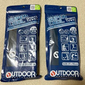 2点 OUTDOOR スーパークールスポーツタオル 冷感効果 濡らして絞って振るだけ 抗菌防臭 UV UPF 熱中症対策 31×90cm ブラック ネイビー