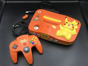 【通電確認済み】任天堂 Nintendo64 ニンテンドー64 ピカチュウ NUS-101 オレンジ ゲーム機 本体 コントローラ付き 家電 ポケモン 趣味