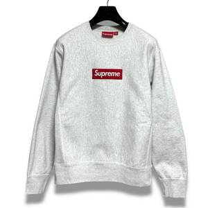 美品 18AW Supreme Box Logo Crewneck Ash Grey シュプリーム ボックスロゴ クルーネック スウェット アッシュ グレー M サイズ