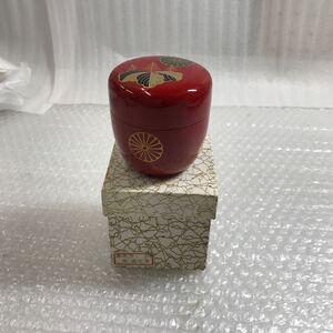 茶道具 棗 木製 金彩 蒔絵　朱　高台寺 茶入 なつめ 茶器