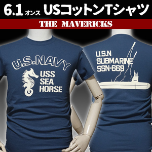 Tシャツ XL メンズ 半袖 ミリタリー 米海軍 NAVY サブマリン MAVERICKS ブランド ネイビー