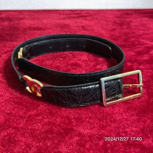 vintage CHANEL シャネル ココマーク ブラック × ゴールドカラー クロコダイル ワニ革 レザー ベルト