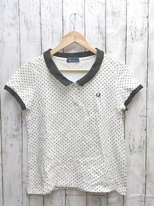 FRED PERRY フレッドペリー ポロシャツ 半袖 ドット 水玉柄 スタンダードカラー 汚れ有 12サイズ ホワイト レディース 1301000002575