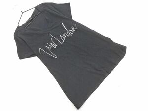 ネコポスOK AZUL BY MOUSSY アズールバイマウジー Vネック プリント Tシャツ sizeS/黒 ■◆ ☆ eed1 レディース