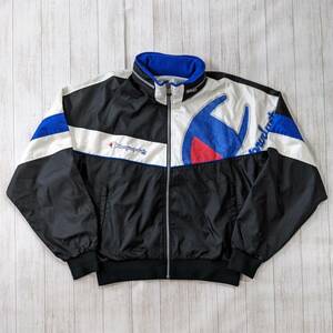 Champion/チャンピオン/90S/ヴィンテージ/再構築スタンドカラーナイロンジャケット/パネル切り替え/デカロゴ/2WAY/SIZE L