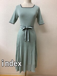 index インデックス ミント色ニットワンピース ウエストゴム 美品 サイズL