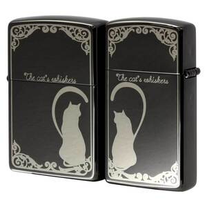 Zippo ジッポライター ペア ねこ 猫 ラブ シルエットハート ブラック シルバー ペアセット Love Silhouette Pair Set B LS-BN