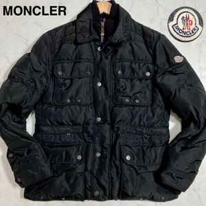 美品/L(3)●MONCLER モンクレール ARMAUD ダウンジャケット アルノー M-65 ロゴワッペン ブルゾン ミリタリー ブラック ポケット多 メンズ