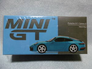 開封未使用品 MINI GT 435 Porsche 911 Carrera S Miami Blue 右ハンドル