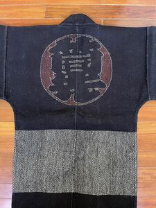 時代物 絶品 逸品 レア 法被 木綿 古布 当時物 刺し子 SASHIKO 火消し 印半纏 藍染 半纏 JAPAN VINTAGE 明治 大正