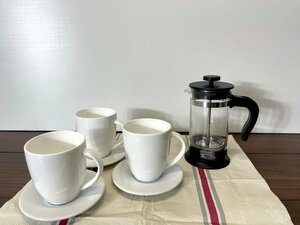 【福岡】コーヒーカップ & ティーポット◆IKEA ◆ポットW140持ち手~注ぎ口 H170◆カップ口径78 H90◆モデルR展示品◆TS8239_Ts