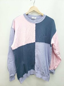 ◇ COURREGES homme クレージュ ロゴ 刺繍 スウェット 長袖 トレーナー サイズLL パープル ネイビー ピンク レディース P