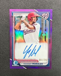 2024 Bowman Chrome Yohandy Morales Purple Refractor Auto Topps 直筆サイン Nationals