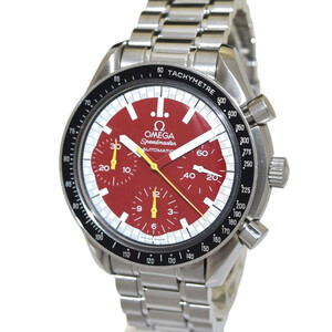 新品同様 オメガ 腕時計 スピードマスター ミハエル シューマッハ 3510.61 ステンレススチール メンズ レッド文字盤 OMEGA