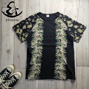 ☆備中倉敷工房 ETERNAL エターナル☆和柄 鶴 半袖 Tシャツ size（L) S1582